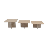 Set of 3 italian travertine coffee or side tables, 1980s