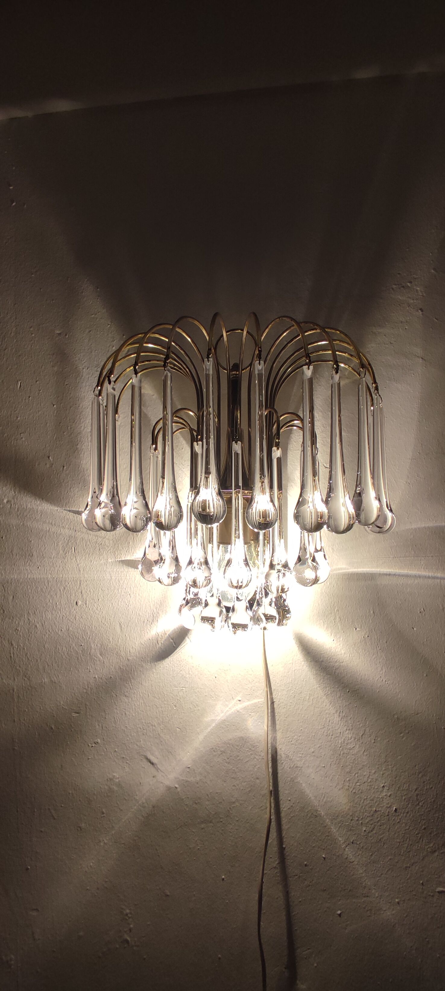 Wall lamp "Venini" of crystals. Italy 1970s