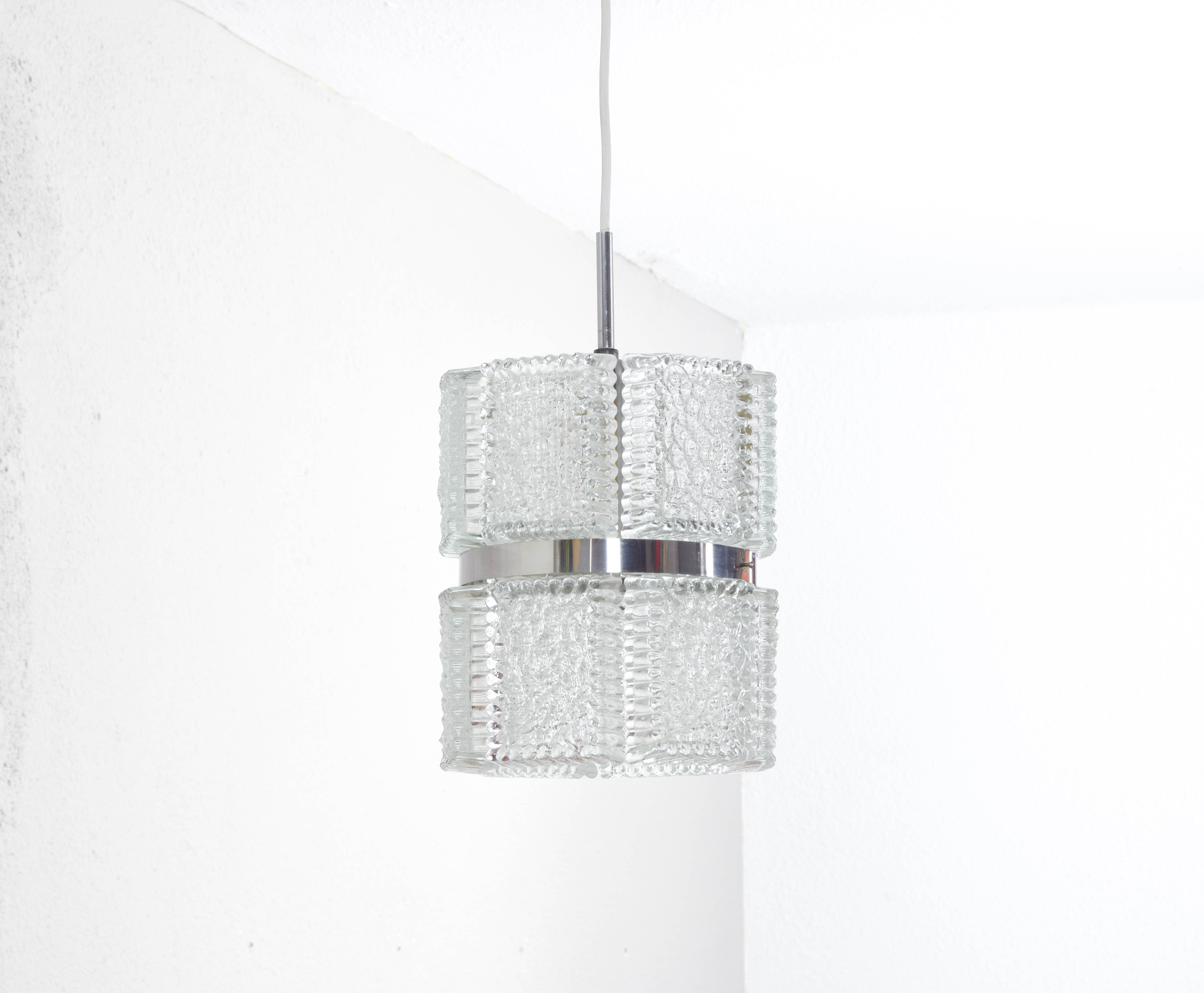 Mid Century Modern Textured Crystal Kaiser Chandelier , Germany 1960