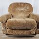Fauteuil années 70 en tissu et acier