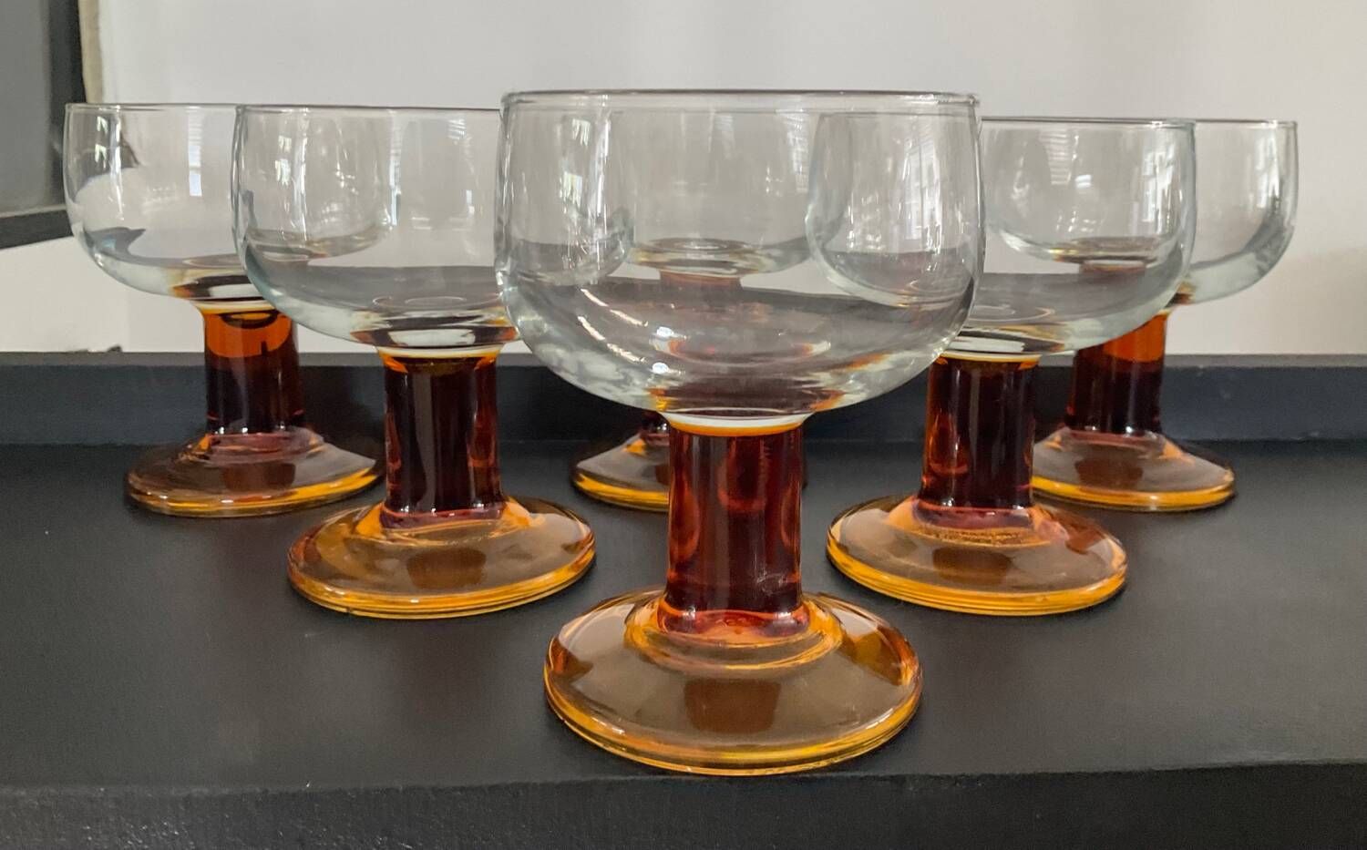 Set of 6 vintage glasses from the 70s France
