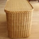 Side table - bedside table - handmade of rattan, bambus and wood - Vintage