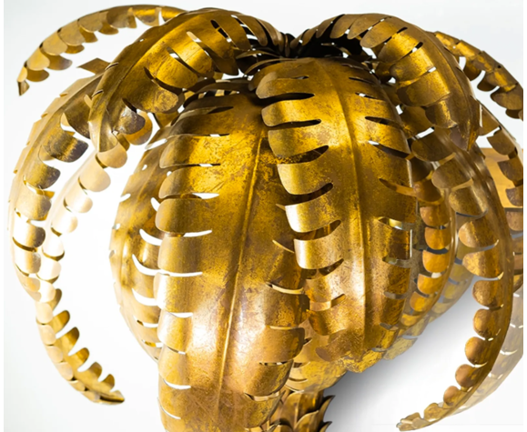 Miroir palmier grand format métal doré 125x180cm