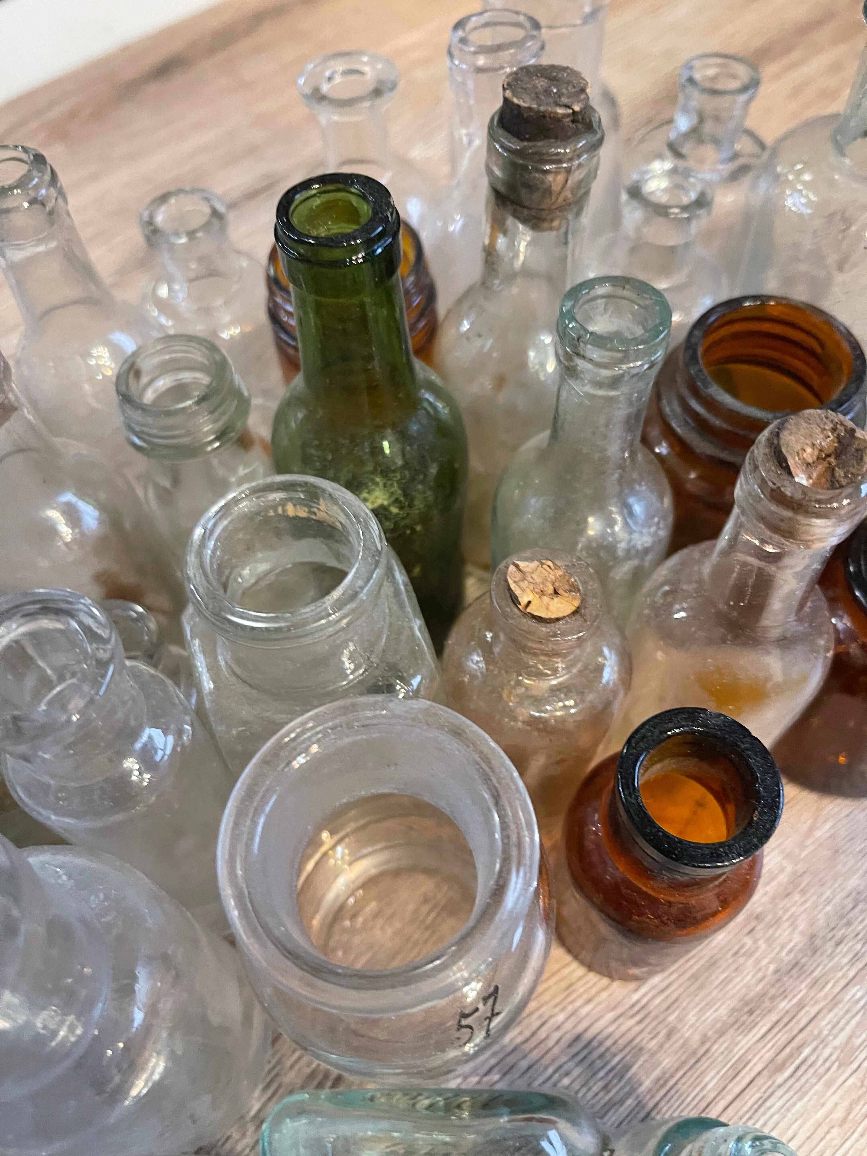 Lot 37 vials small glassware decor pharmacy 1920'