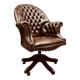 Chaise de bureau classique anglaise Chesterfield marron foncé