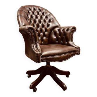 Classic English Chesterfield dark brown office chair