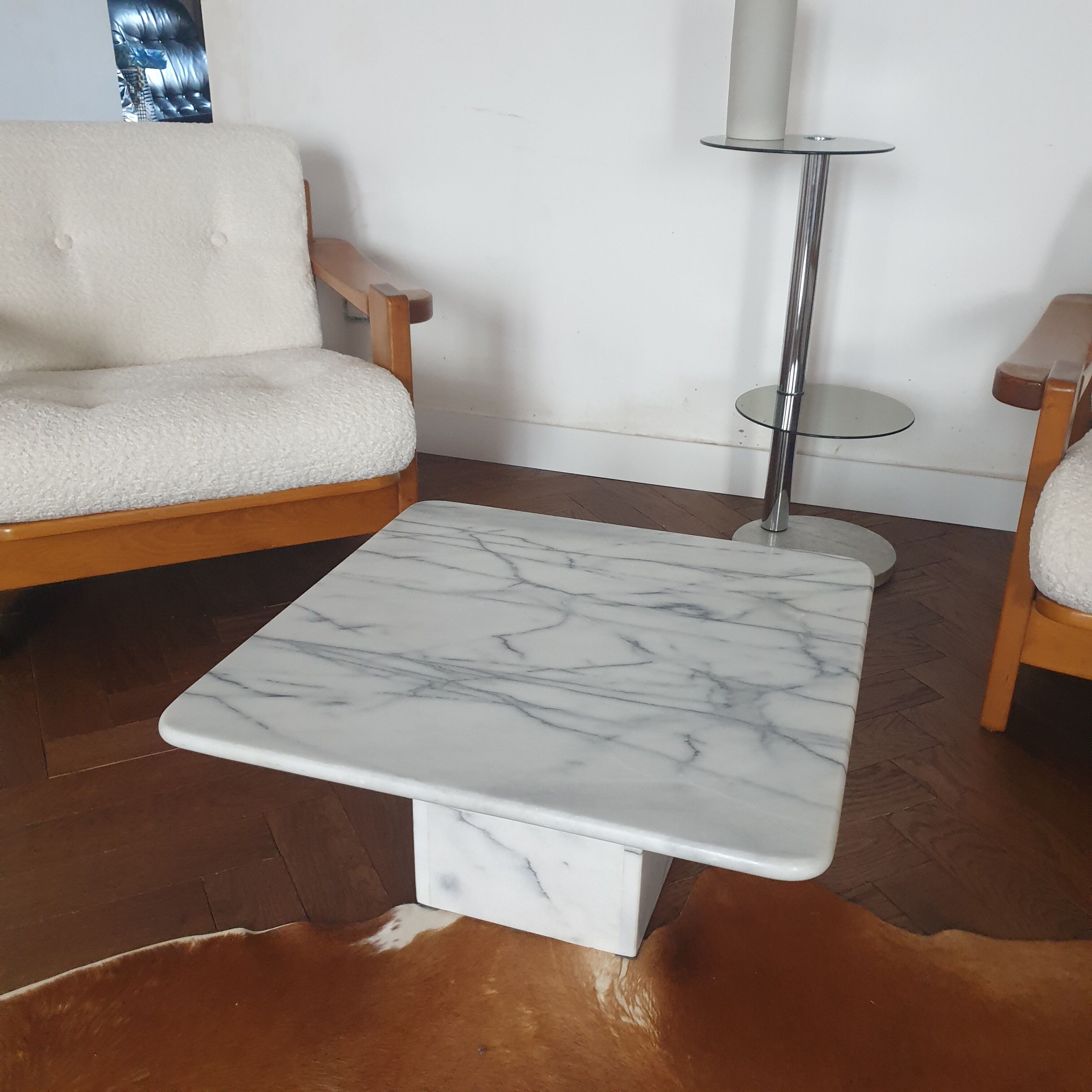 Vintage Carrara marble coffee table