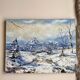 Ancient painting, winter landscape in Auvergne, signed, 20th century