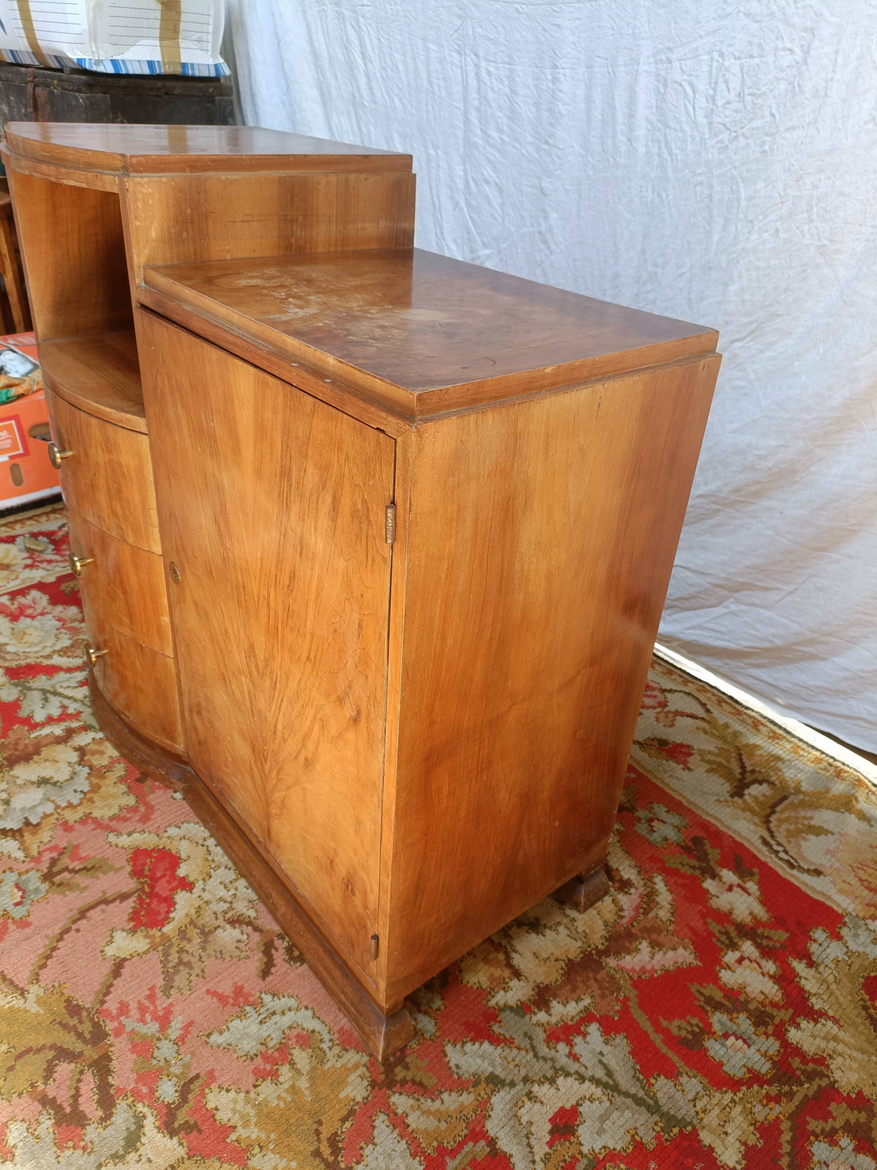 Small art deco sideboard walnut veneer