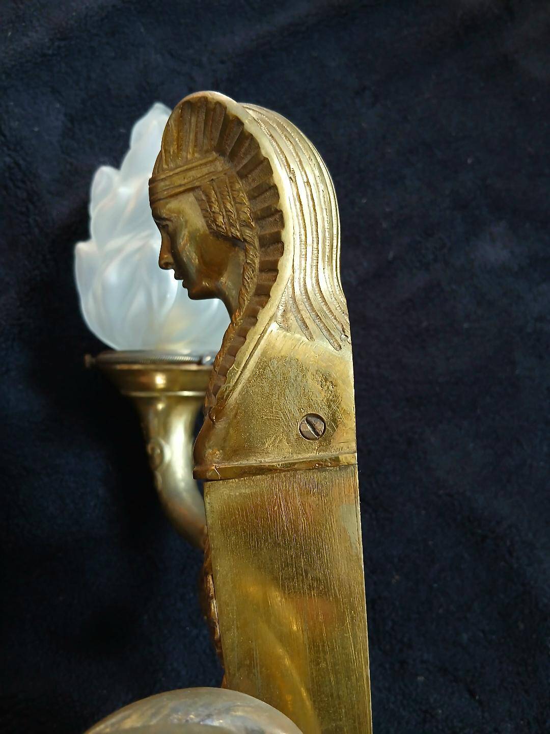 rare applique 1st Empire solid bronze Egyptian sphinx
