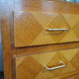 Vintage chest of drawers, compass legs, light wood