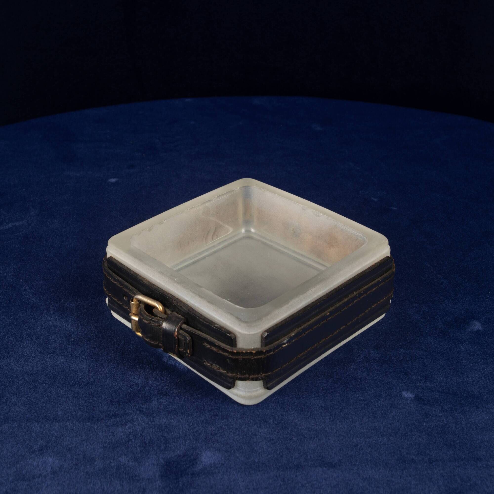 Jacques Adnet Hand-Stitched Leather Ashtray, France 1950