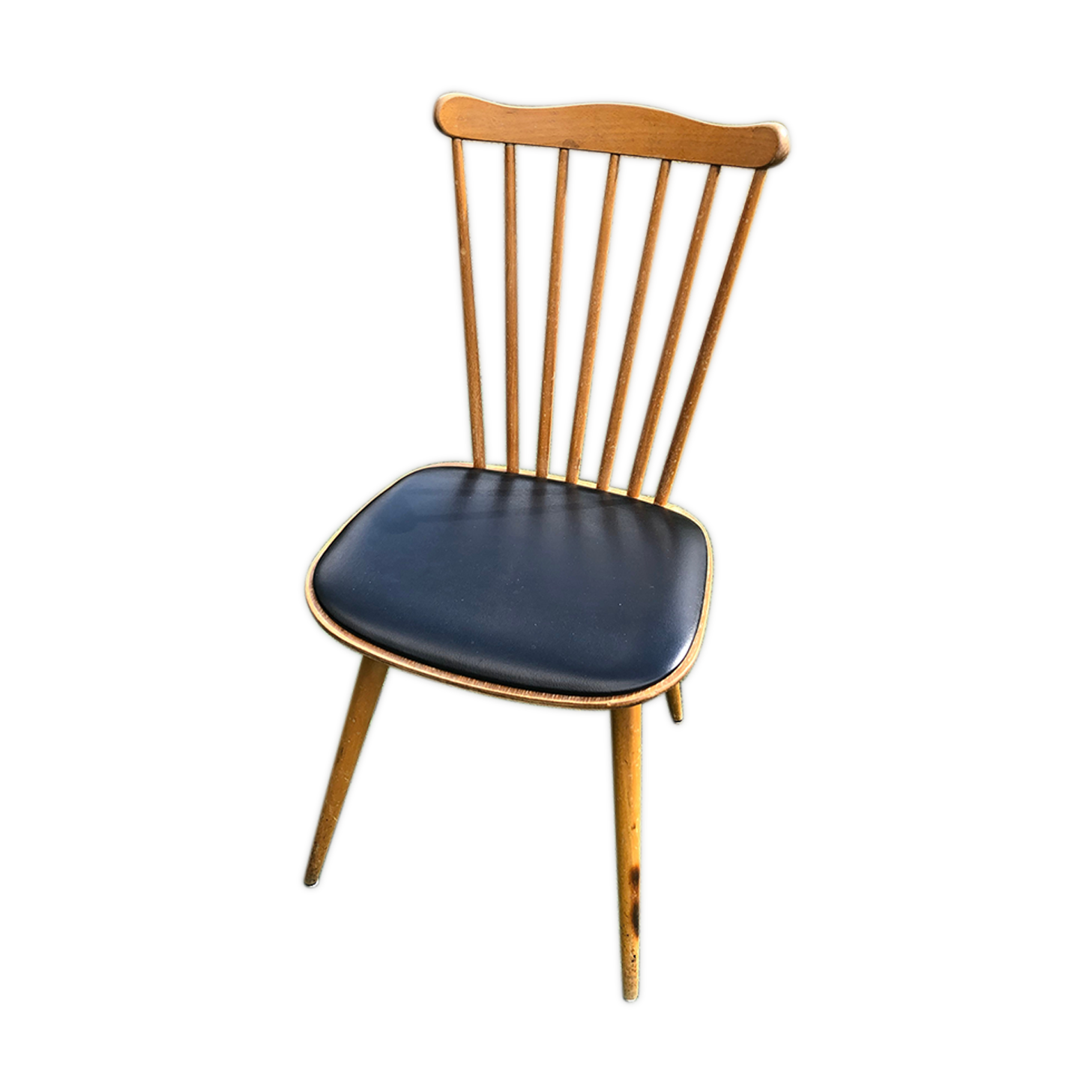 Chaise Baumann modèle menuet assise simili cuir noir