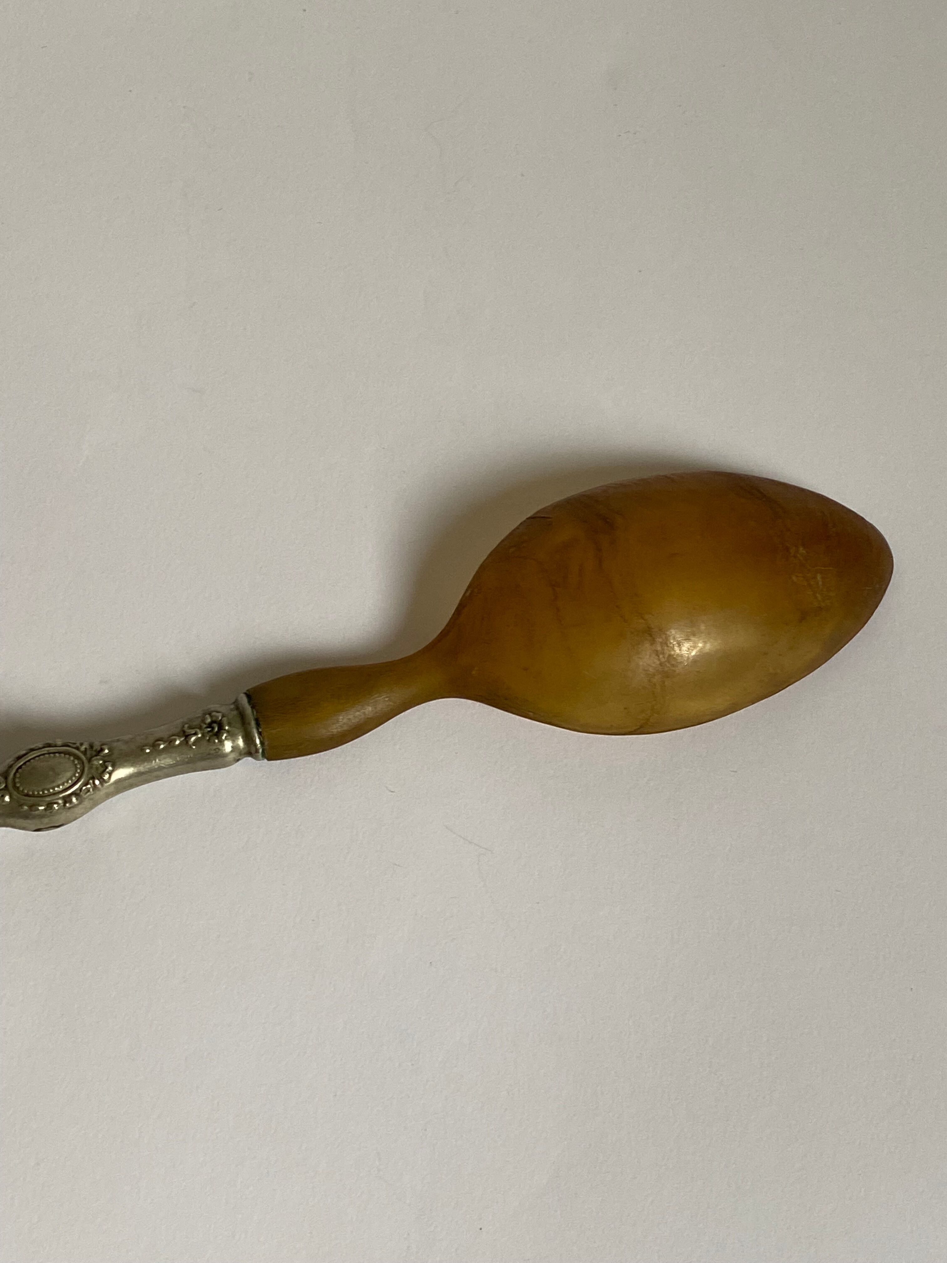 Cuillère en corne et métal argenté