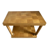 Table d’appoint Art déco à deux plateaux, placage damier et filets de