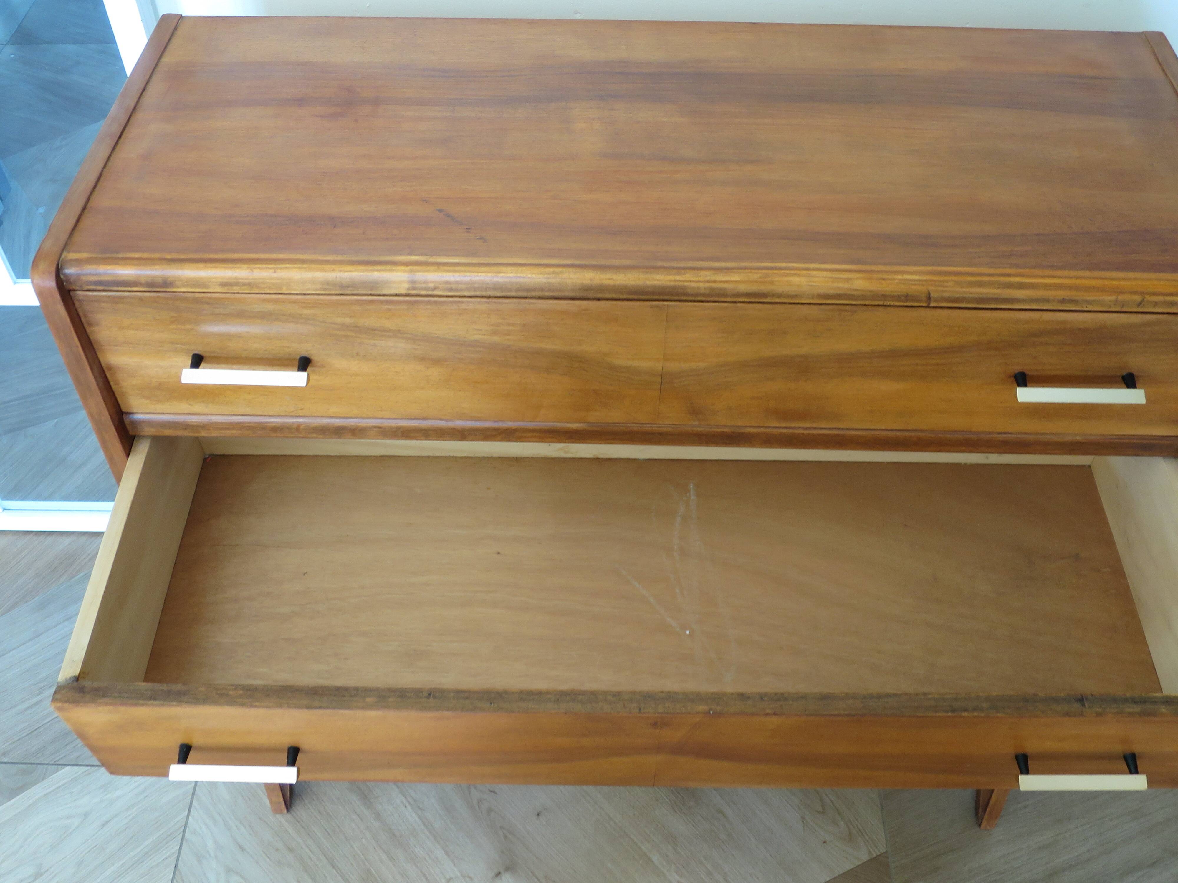 Cabinetmaker's chest of drawers - 4 drawers - golden oak - with oblique profile - compass feet - 1950