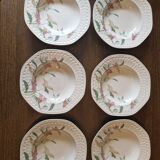 6 soup plates in vintage Spanish potensa earthenware