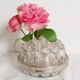 Pique fleurs en verre XXL , vase, centre de table  , cerclage argent