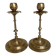 Pair of brass candlesticks with worked flower balls.