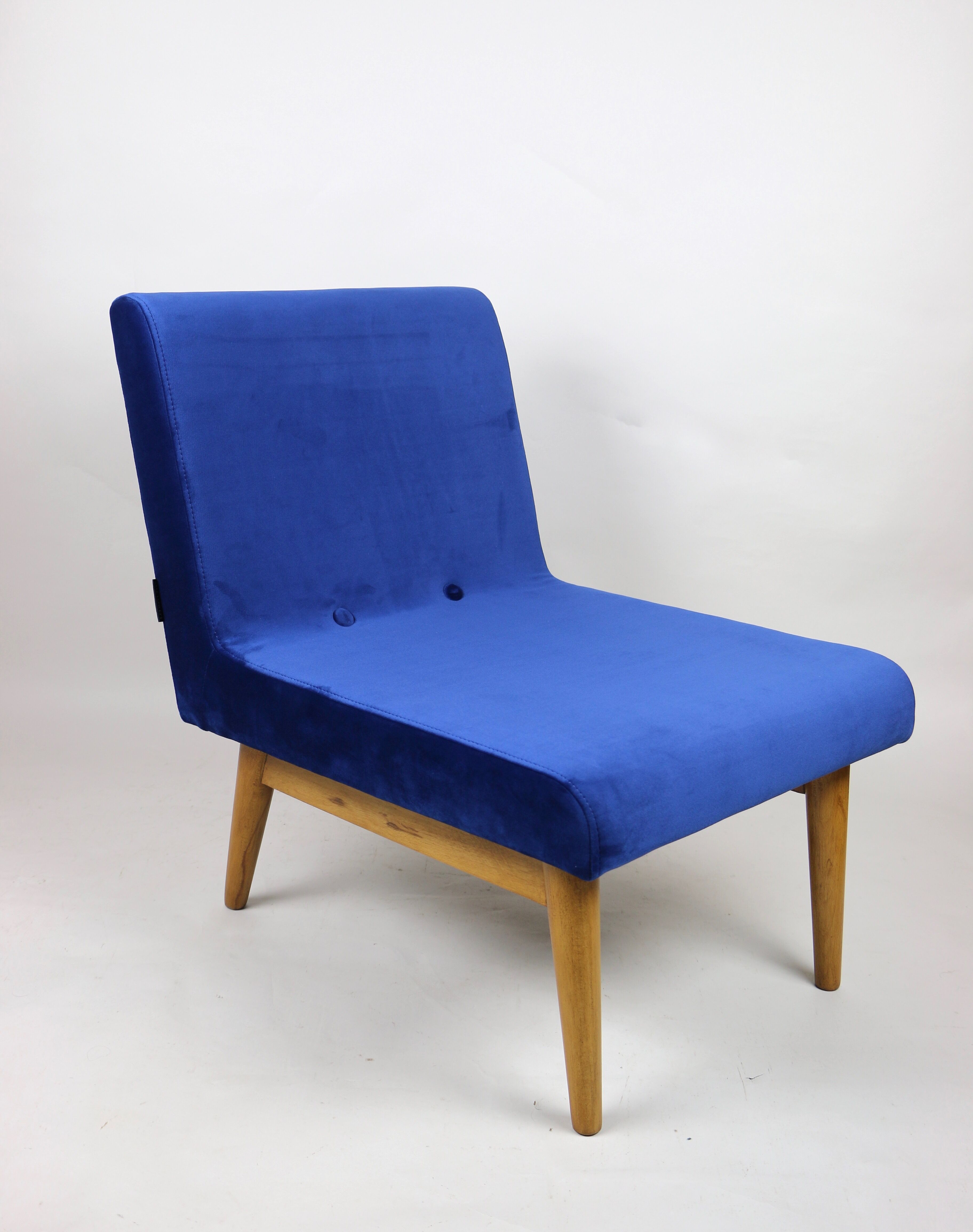 Vintage Blue Velvet Lounge Chair, 1970s