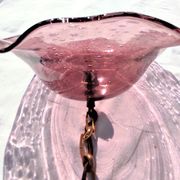 Bubble glass pendant light with engraved inscription of the town of Biot circa 1950