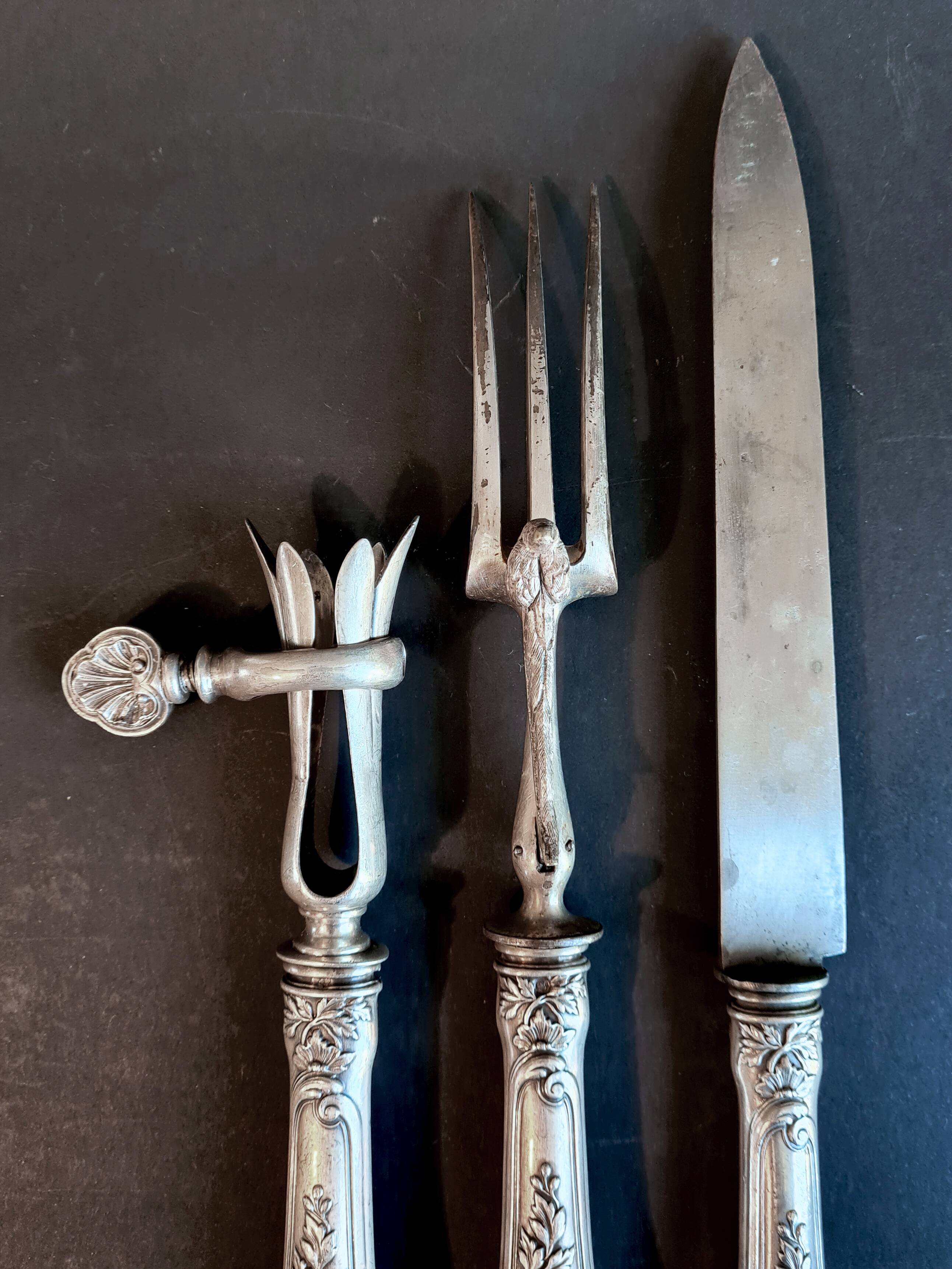 Rocaille Style Silver Metal Leg of Gigot Set - Ref 06.