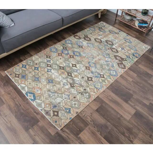 1970s Turkish Handwoven Wool Runner Rug 110x206