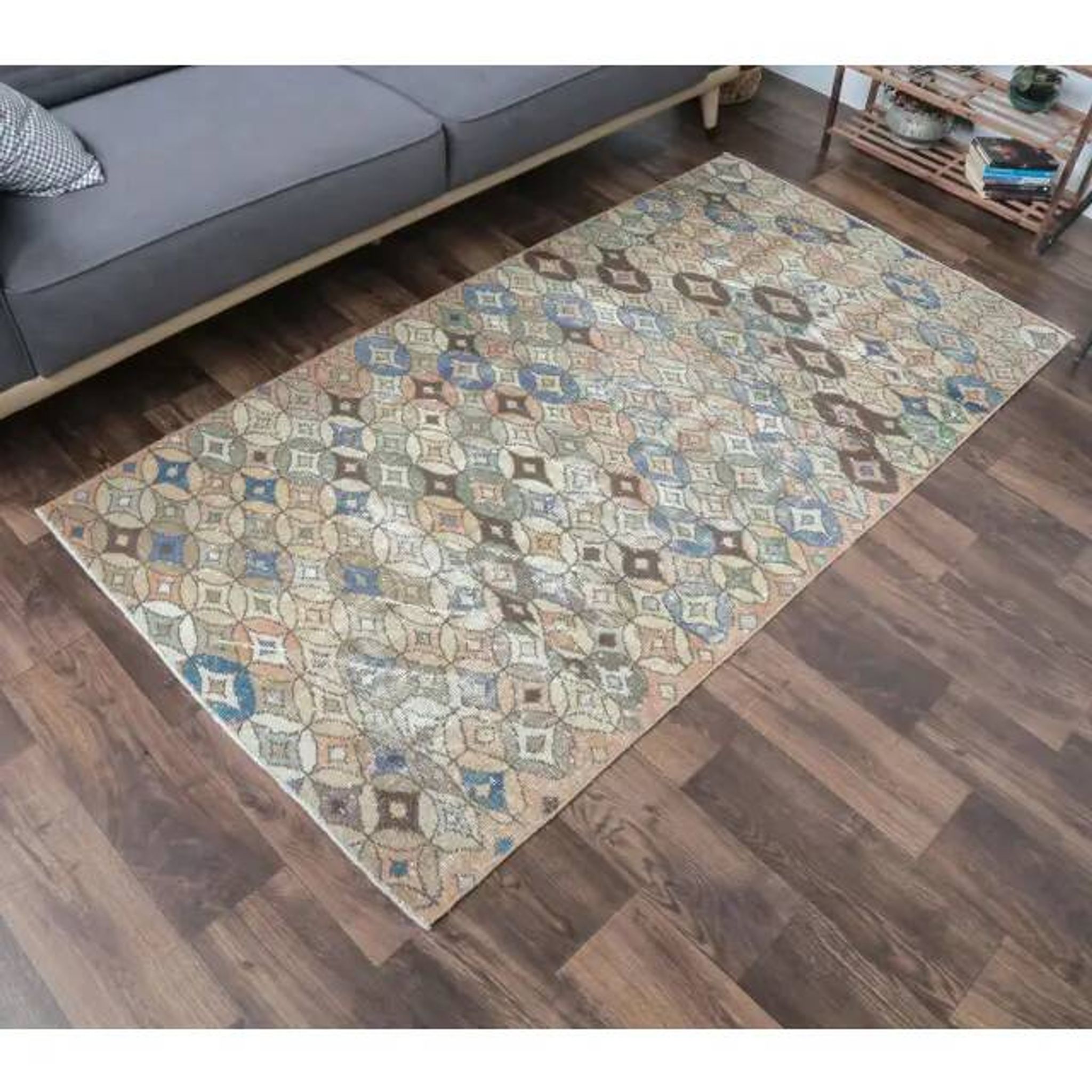 1970s Turkish Handwoven Wool Runner Rug 110x206