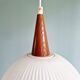 Scandinavian teak and white satin glass pendant light, 1960s