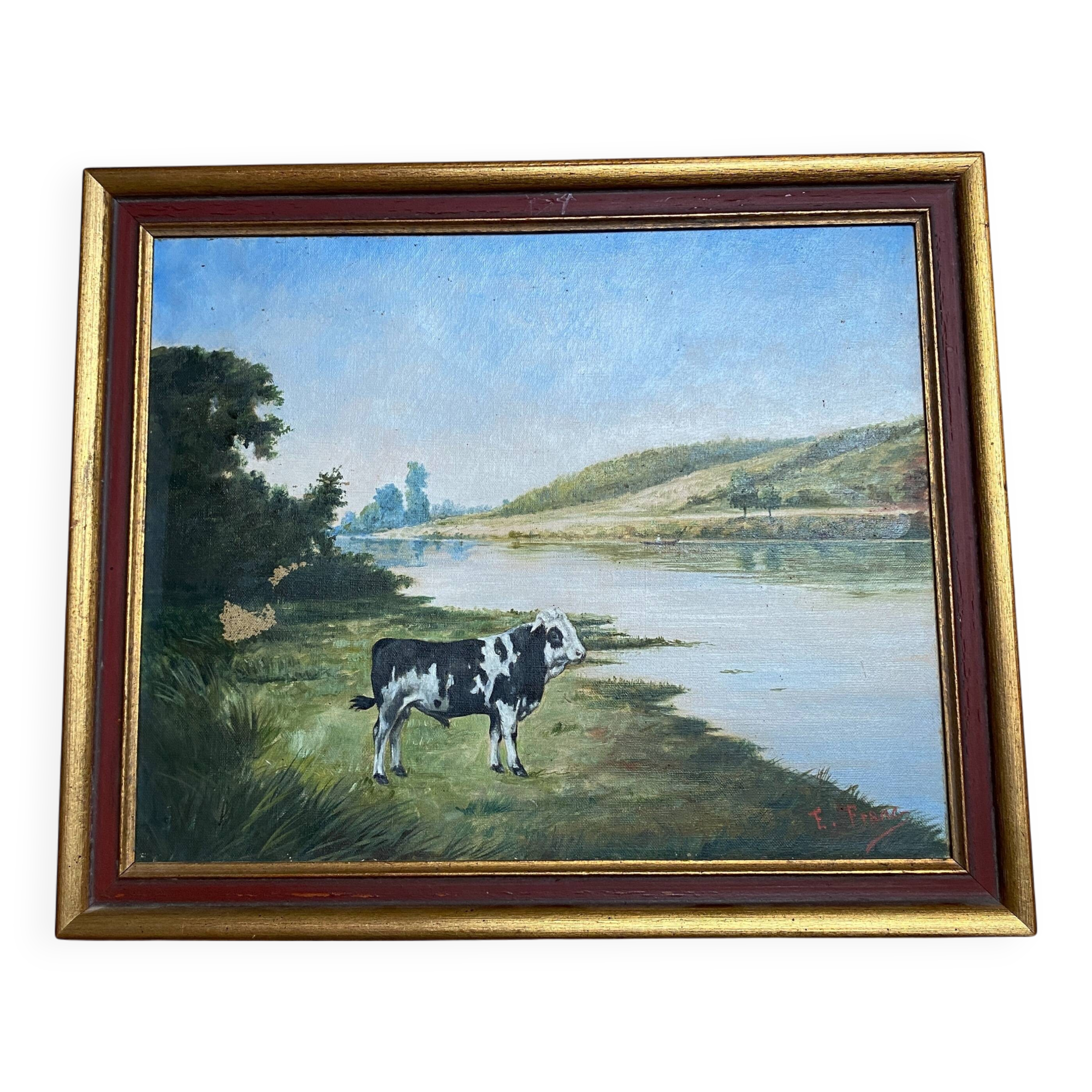 Cow by a River – French School, late 19th century