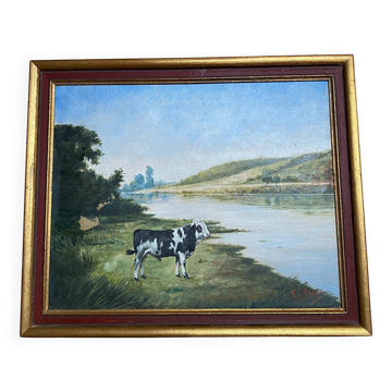 Cow by a River – French School, late 19th century