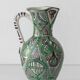 Spanish ceramic pitcher from the mid-century Mudéjar style in green and black, Punter.