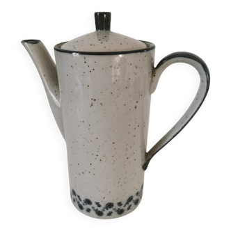 Cafetière vintage en grès moucheté – décor floral bleu marine