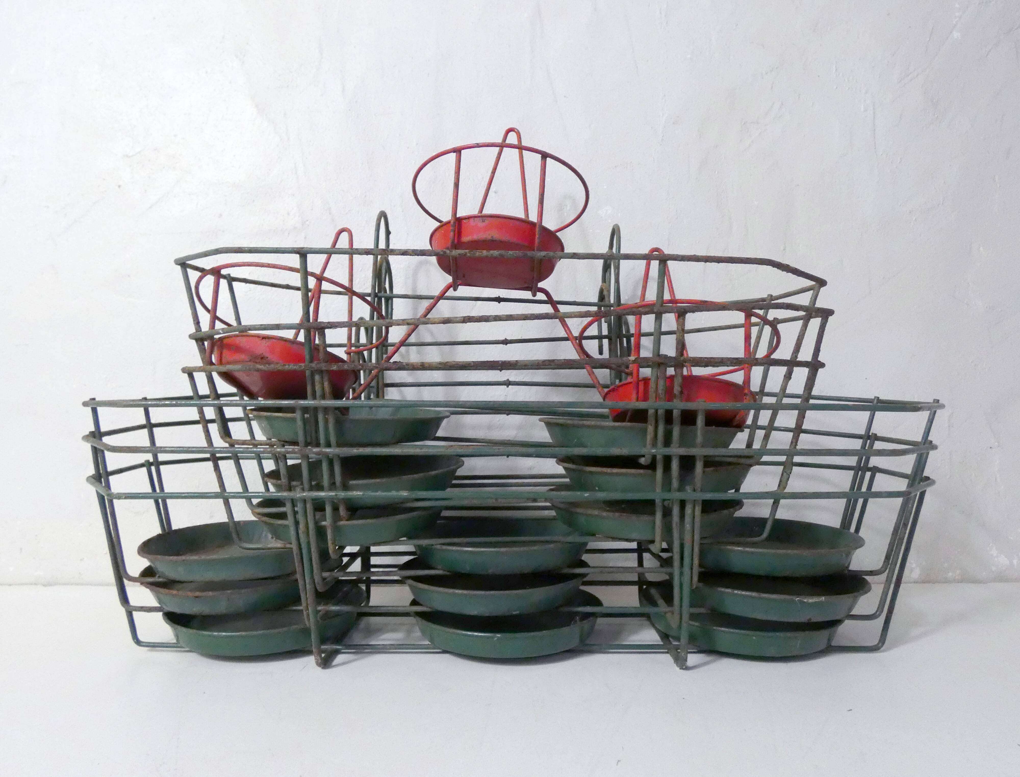 Set of vintage wire metal planters