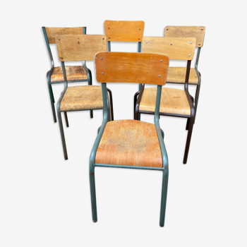 Lot de 6 chaises d'école dépareillées vintage