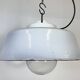 Industrial Grey Enamel Factory Pendant Lamp with Glass Cover, 1960s