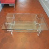 Large glass and plexi table 70s