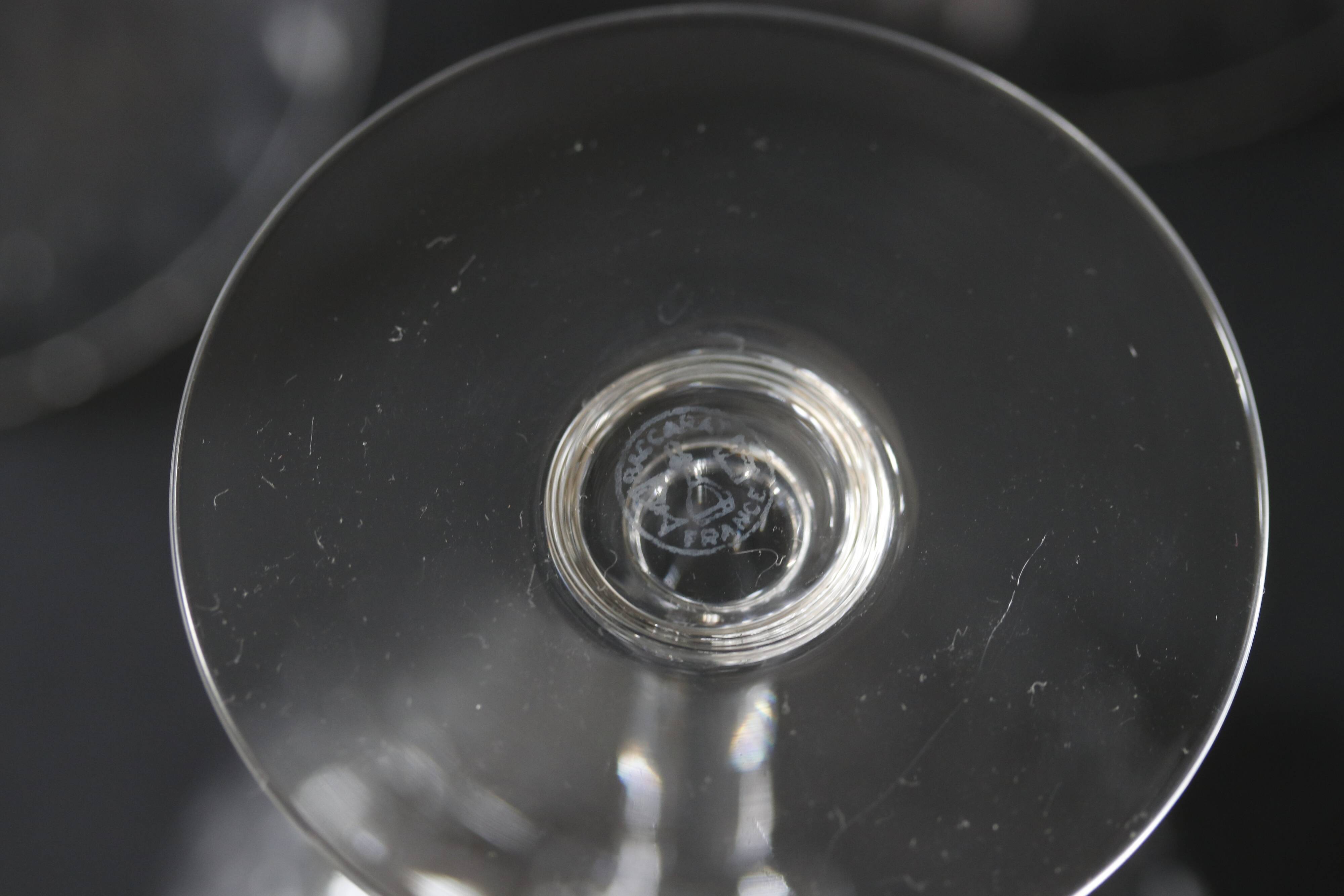 Suite of 12 champagne glasses in Baccarat crystal. Model Paris