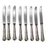 Set of 8 cheese knives in silver metal