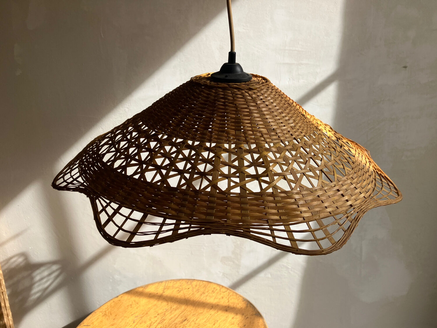 Vintage rattan and wicker pendant light
