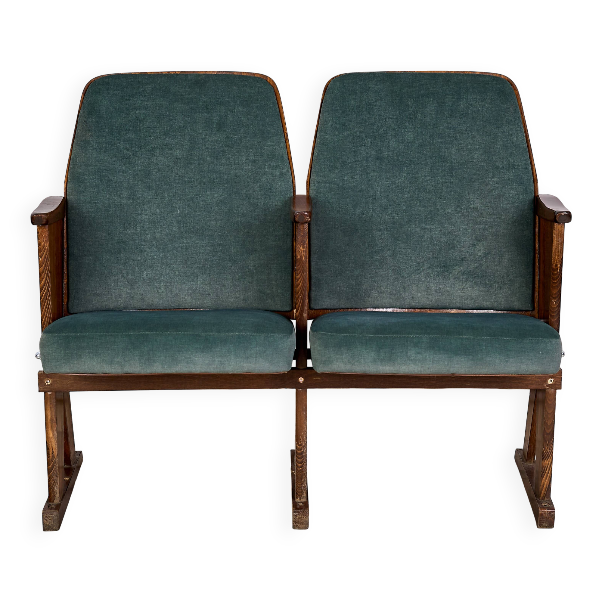 Vintage Czechoslovakian double cinema seats from the 1970s Retro Design