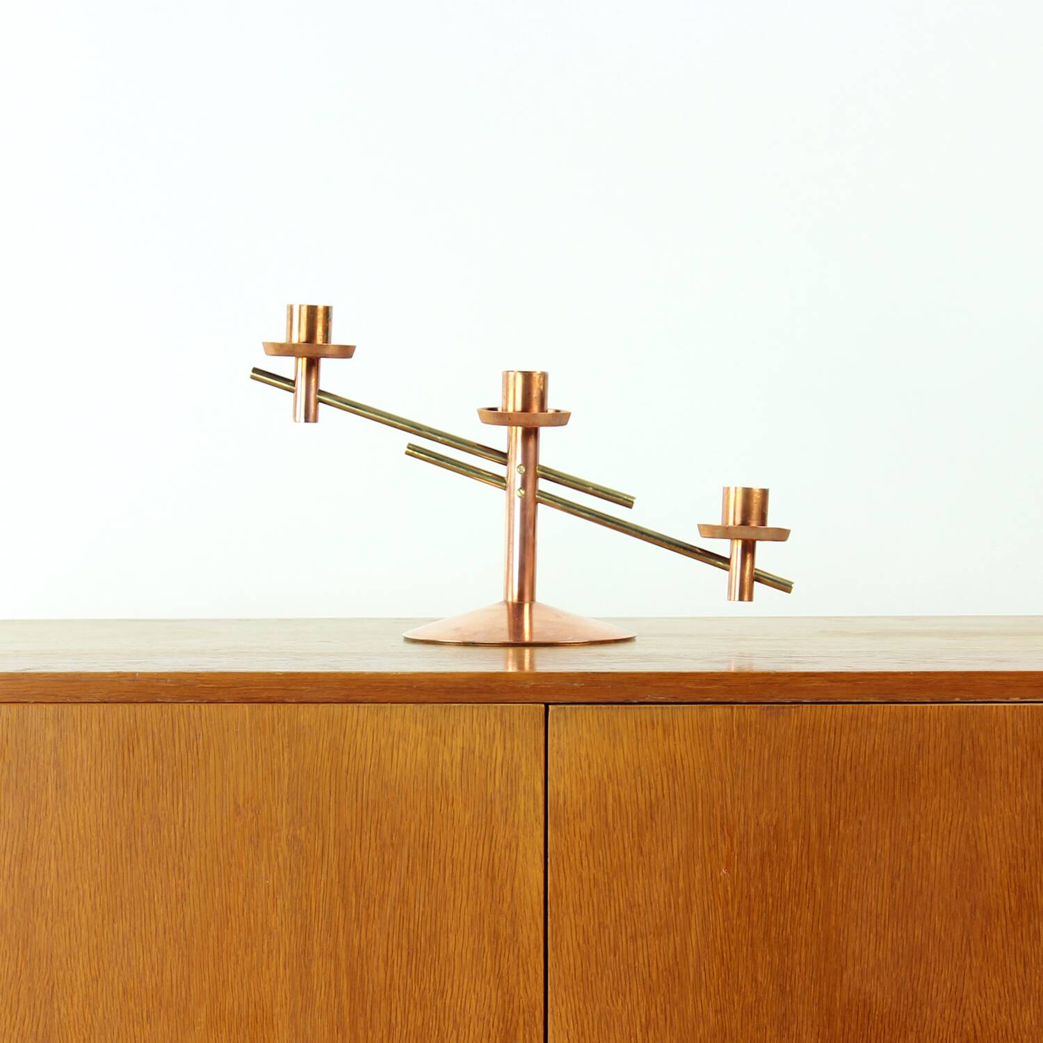 Bougeoir en cuivre et laiton, Tchécoslovaquie, années 1970