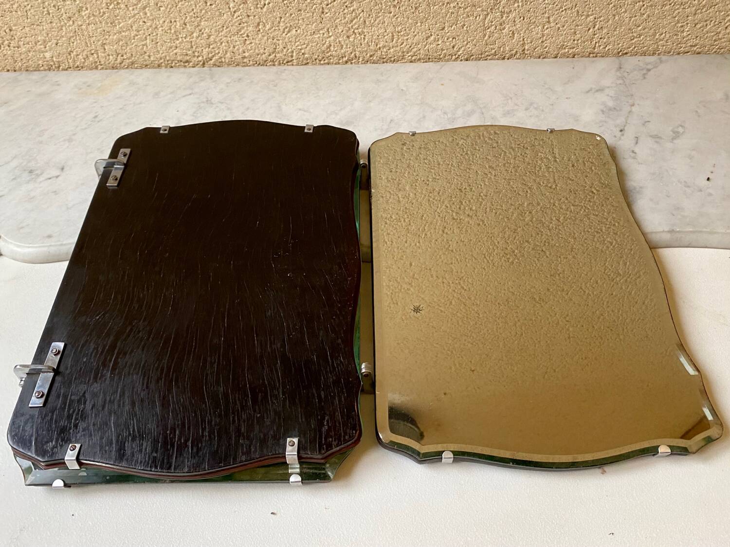 Miroir triptyque biseauté vintage art déco bauhaus années 30/40