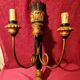 Large antique double wall light in gilded and black wood from the attic