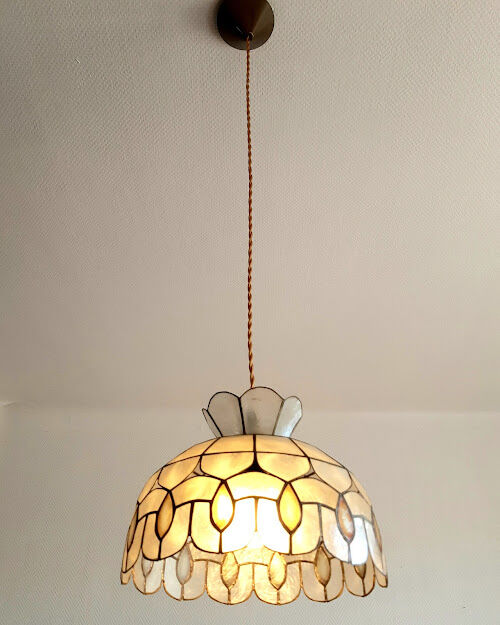 Suspension in art deco mother-of-pearl with drops