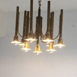 Brass trumpet chandelier, 1970s
