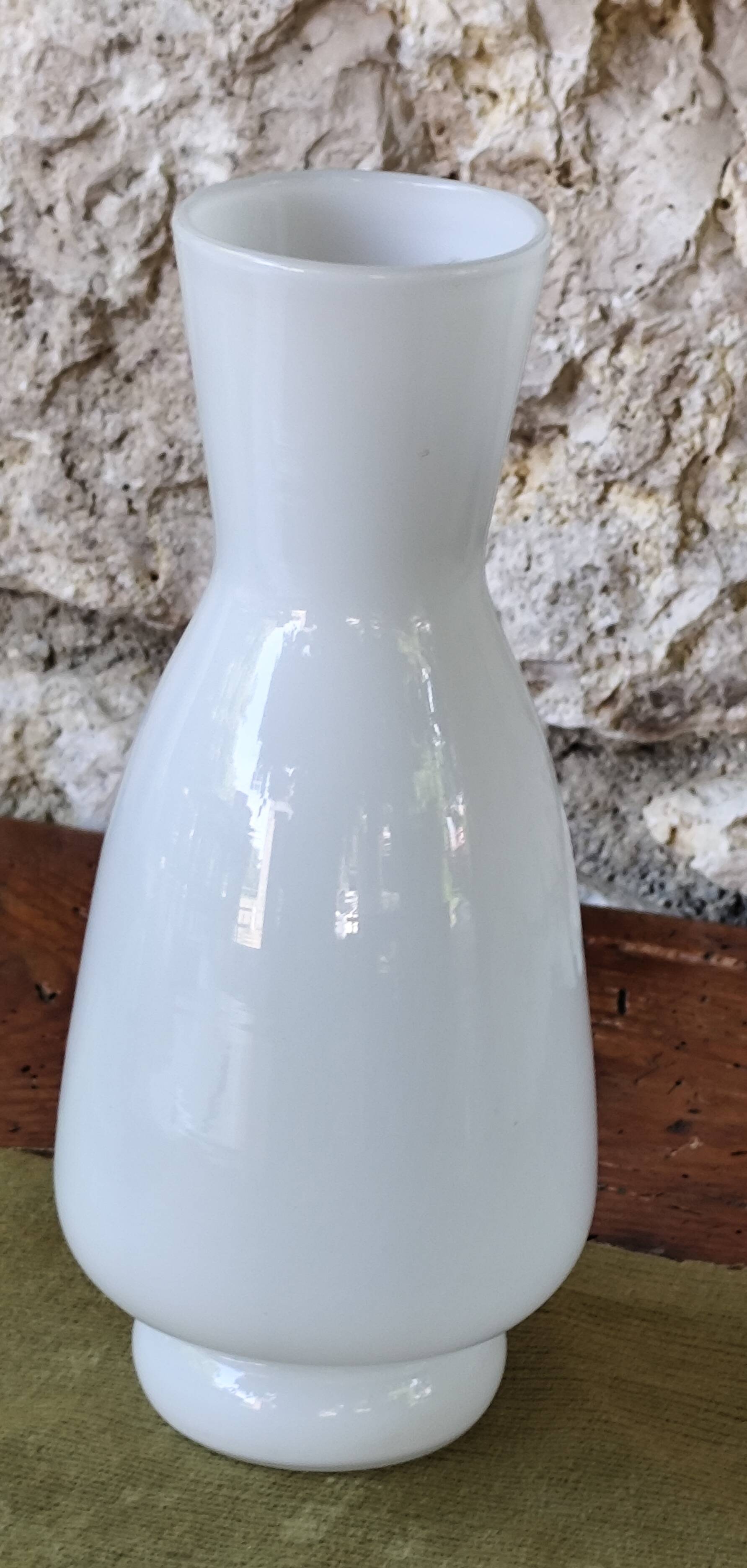 White glass vase