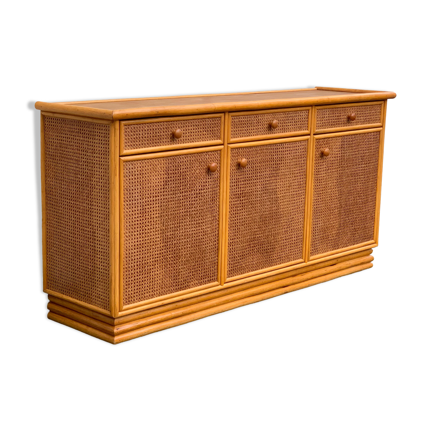 Vintage buffet in bamboo and cannage 1970