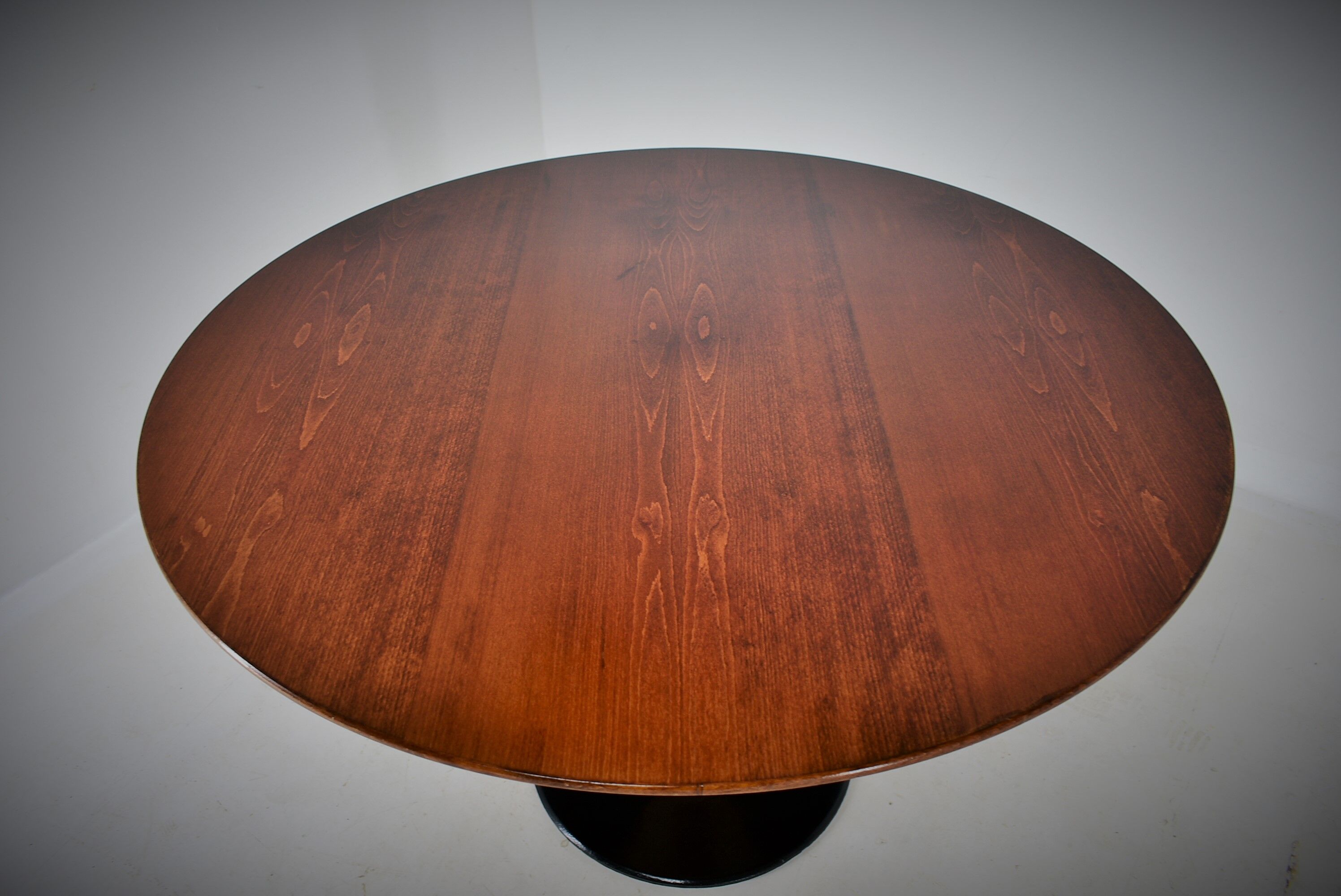 1969s beech round dining table, Czechoslovakia