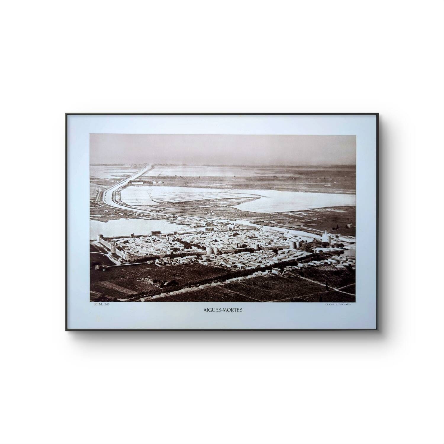 Aigues-Mortes, vintage, photo plate printed in 1935.